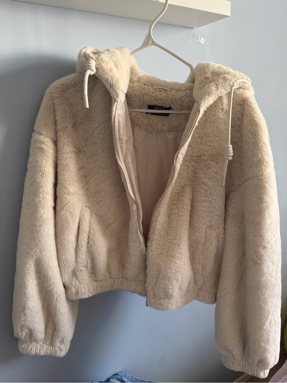 Society Cream Faux-Fur Hooded Ski Jacket